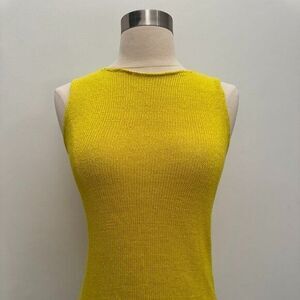 Theory Bright Lime Sag Harbor Linen Blend Sleeveless Tank Top, Size Medium